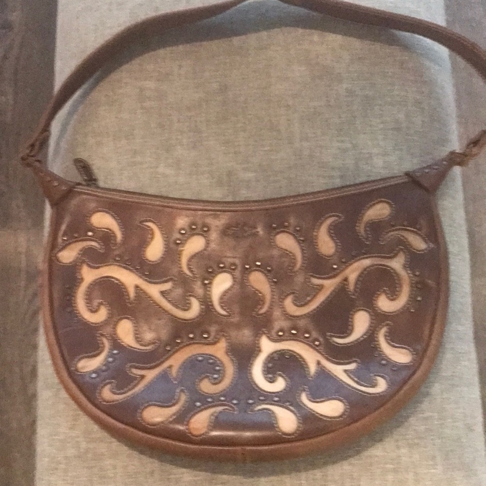Vintage brown Tramontano Napoli handmade genuine leather bag with pony h…